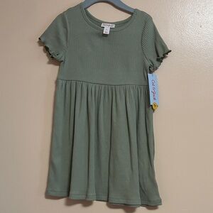 Cat & Jack Olive Ribbed Short Sleeve Girls' Dress